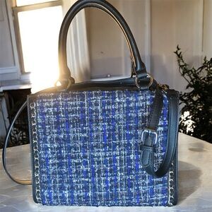 Magnolia and Vine Chic Tweed & leather  Handbag with Chain detail light academia